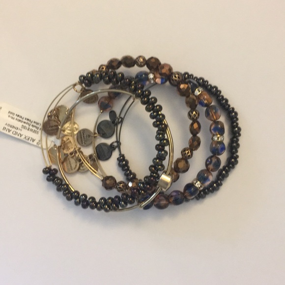 Alex and Ani Gold and Brown Hued Bracelets (5) - Picture 3 of 6